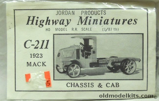 Jordan Products 1/87 Mack Truck Chassis With Cab HO Scale - Bagged, C-211 plastic model kit